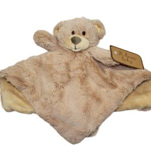 K Luxe Baby Plush Bear Security Blanket Lovey Kellytoy Brown Tan Soft Infant NWT